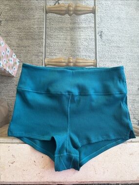 FP Movement by Free People Teal Ribbed High-Waist Women's Shorts